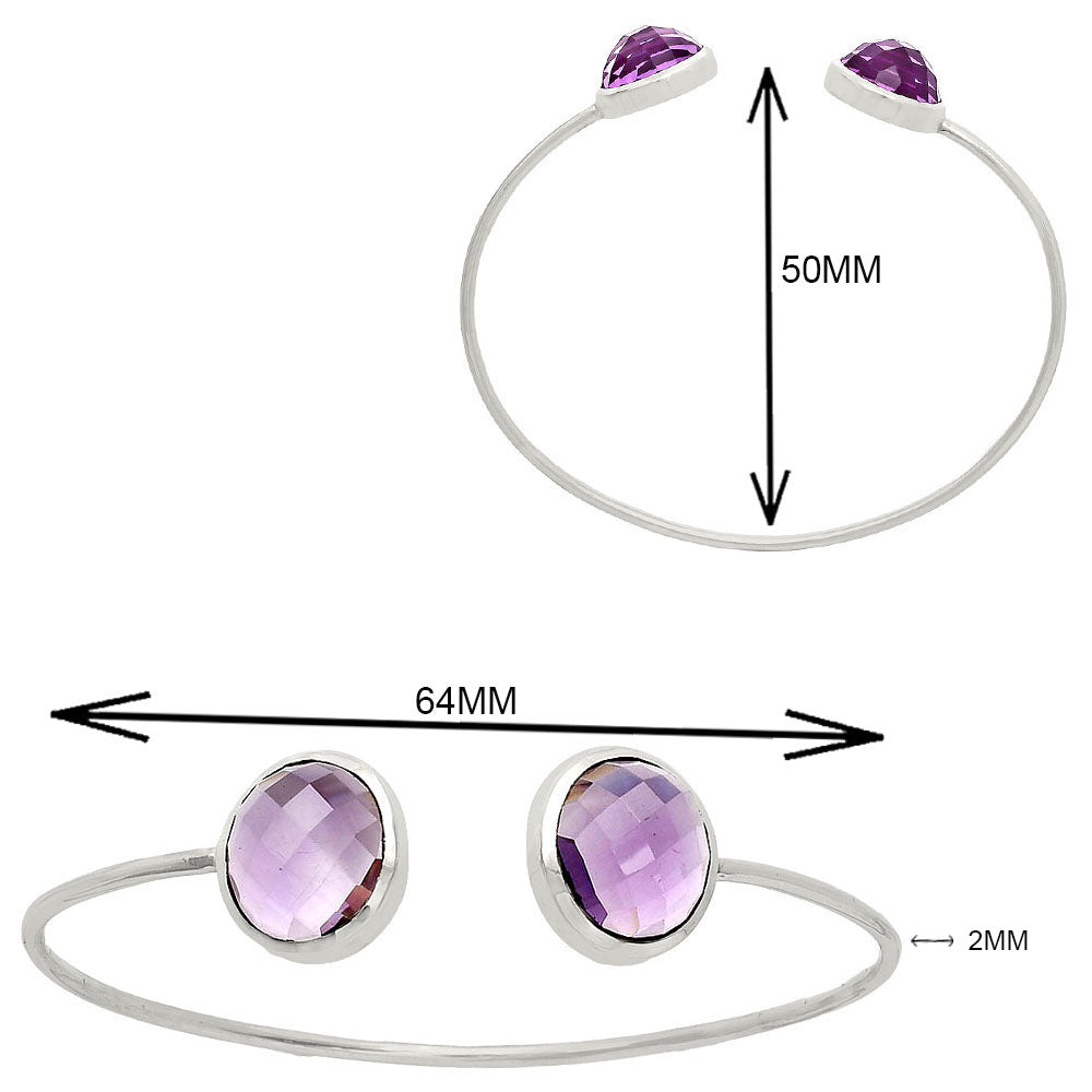 Premium Quality Amethyst Checker Cuff Bangle Bracelet B-1004 11-EB10003