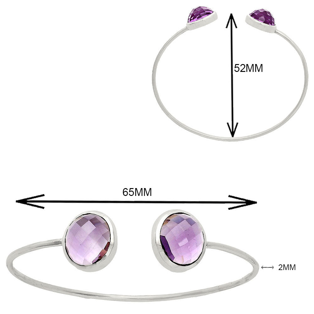 Premium Quality Amethyst Checker Cuff Bangle Bracelet B-1004 11-EB10007