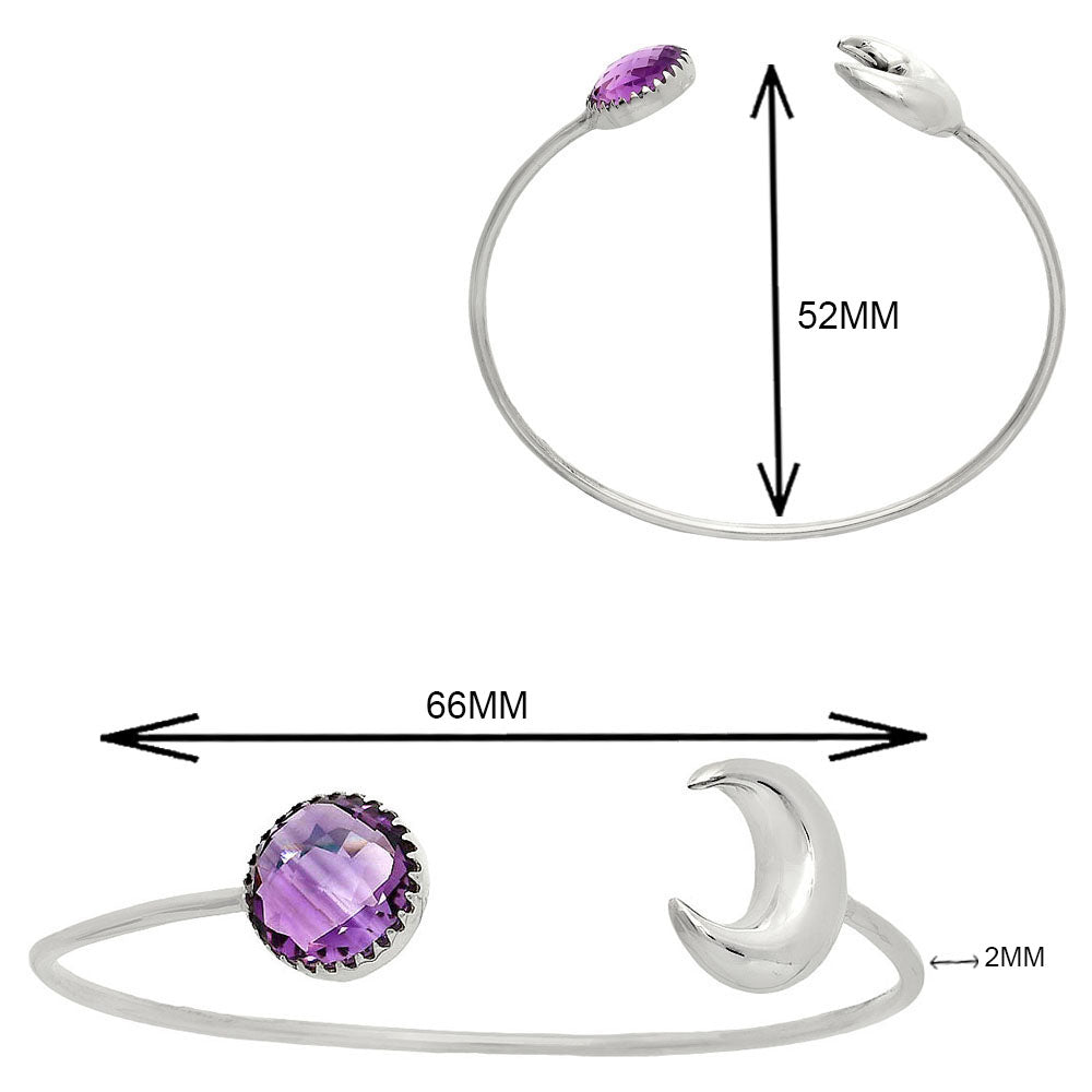 Premium Crescent Moon Amethyst Briolette Cuff Bangle Bracelet B-1046 11-EB10009