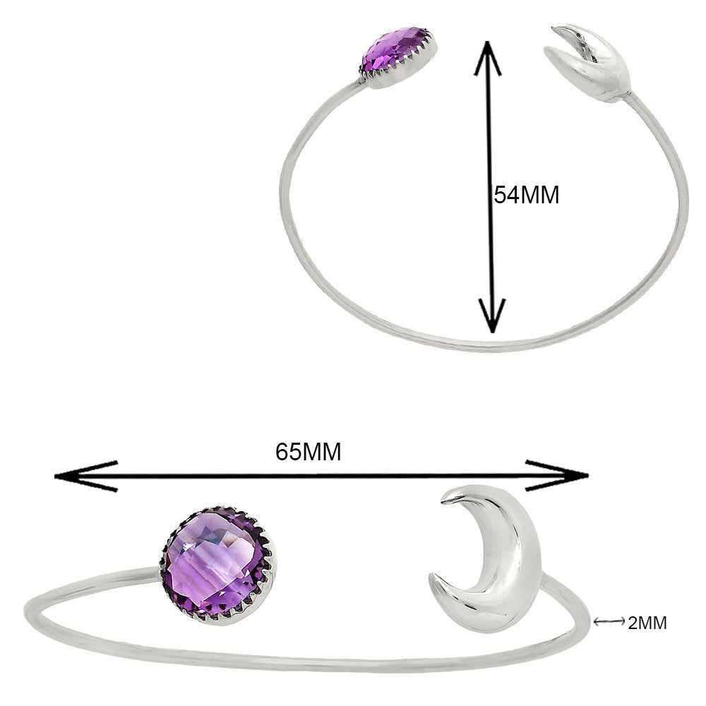 Premium Crescent Moon Amethyst Briolette Cuff Bangle Bracelet B-1046 11-EB10010