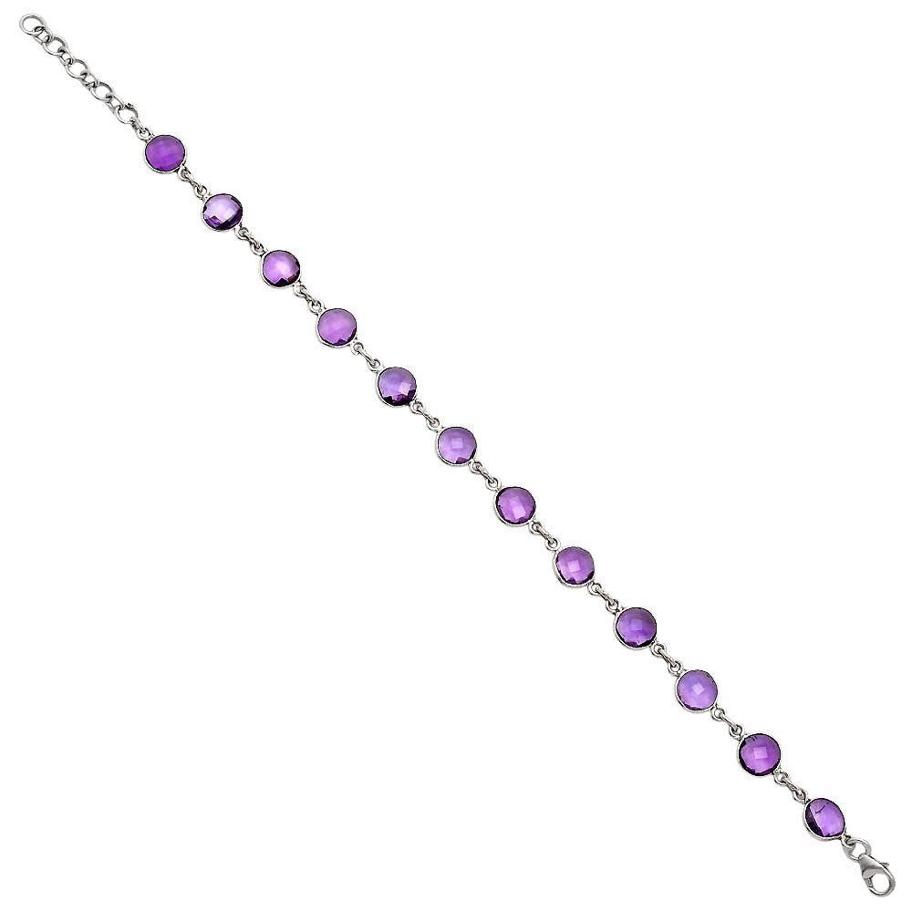 Premium Quality Amethyst Checker Briolette Bracelet B-1001 11-EB10013