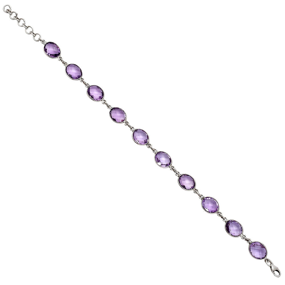Premium Quality Amethyst Checker Briolette Bracelet B-1001 11-EB10017