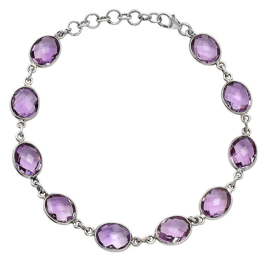 Premium Quality Amethyst Checker Briolette Bracelet B-1001 11-EB10018