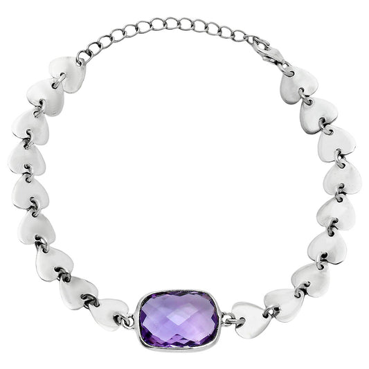Premium Heart - Amethyst Checker Briolette Bracelet B-1044 11-EB10027