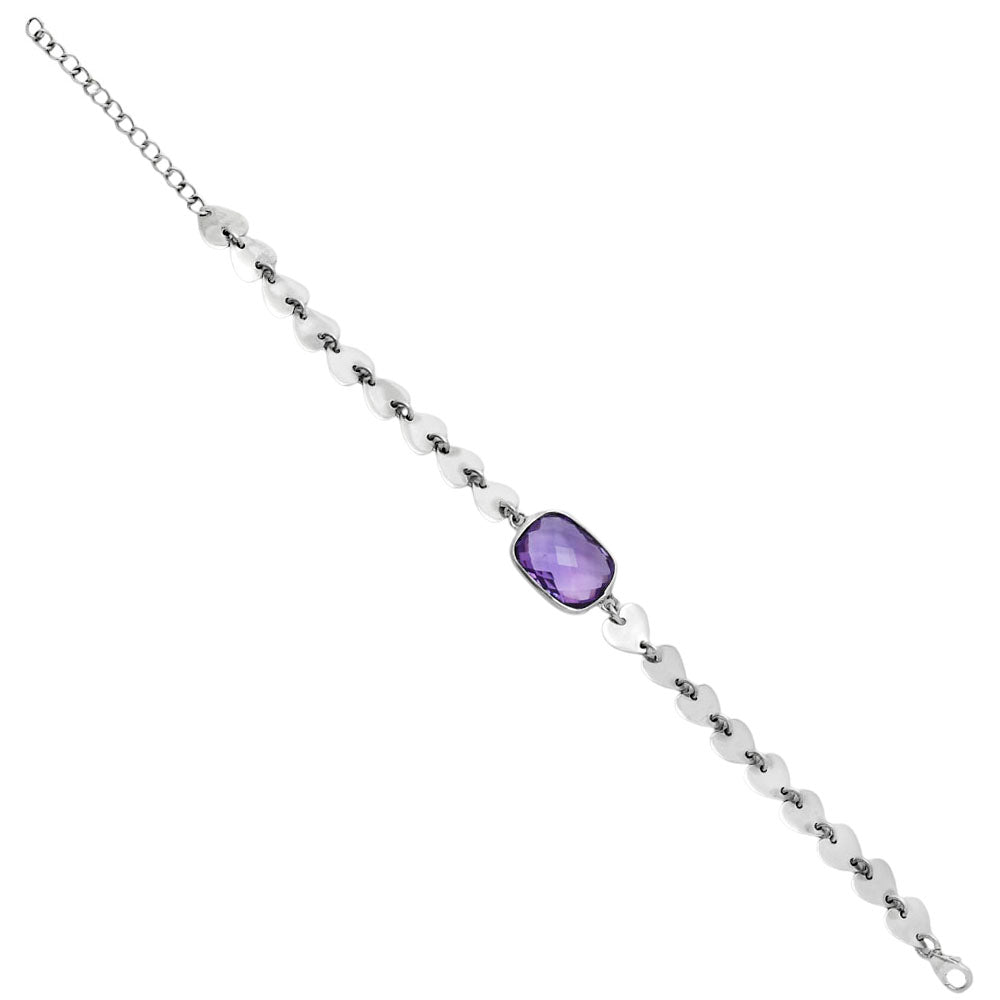 Premium Heart - Amethyst Checker Briolette Bracelet B-1044 11-EB10027