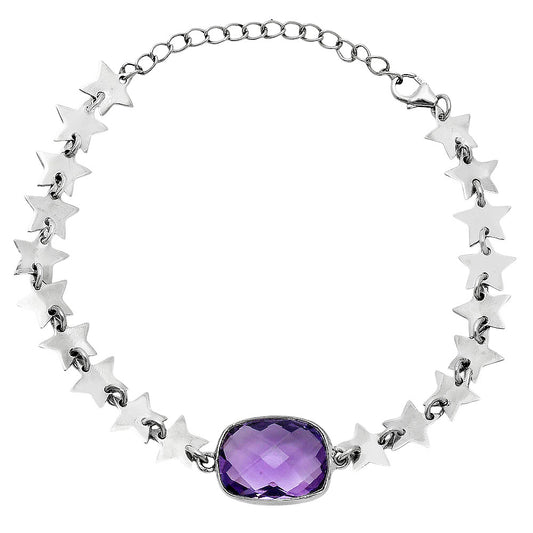Premium Star - Amethyst Checker Briolette Bracelet B-1044 11-EB10028