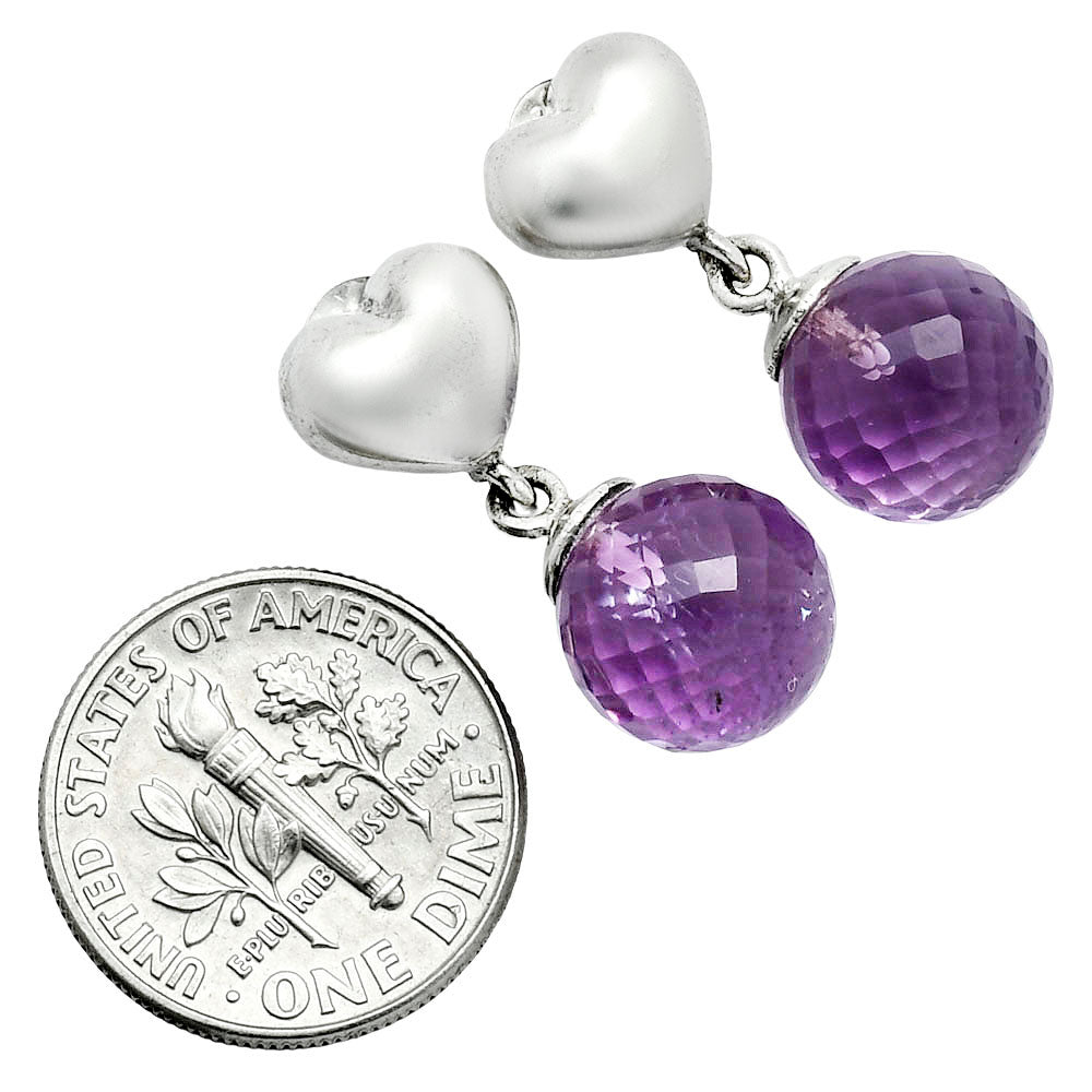 Premium Quality Heart - Heart - Amethyst Ball Earrings E-1258 11-EE10015