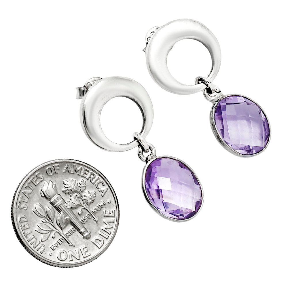 Premium Quality Amethyst Checker Briolette - Brazil Earrings E-1259 11-EE10026