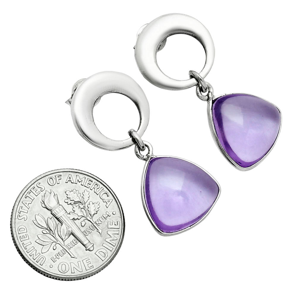 Premium Quality Amethyst Cab Briolette - Brazil Earrings E-1259 11-EE10035