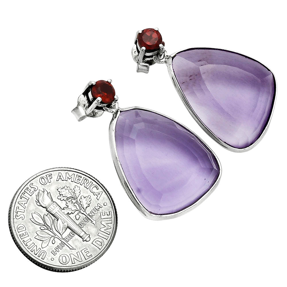 Premium Amethyst - Brazil & Garnet Earrings E-1256 11-EE10053