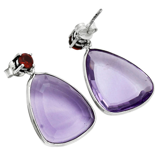 Premium Amethyst - Brazil & Garnet Earrings E-1256 11-EE10053