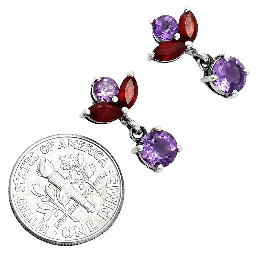Premium African Amethyst & Garnet Earrings E-1249 11-EE10056