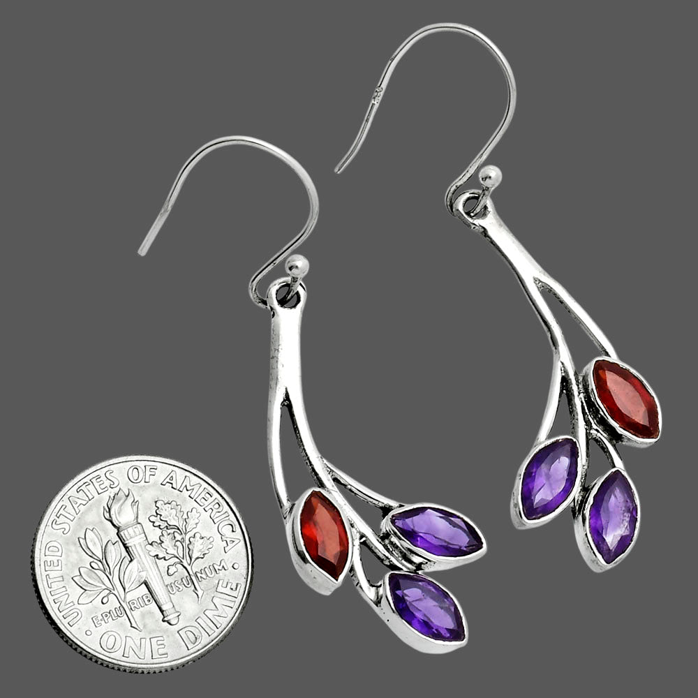 Premium African Amethyst & Garnet Earrings E-1253 11-EE10059