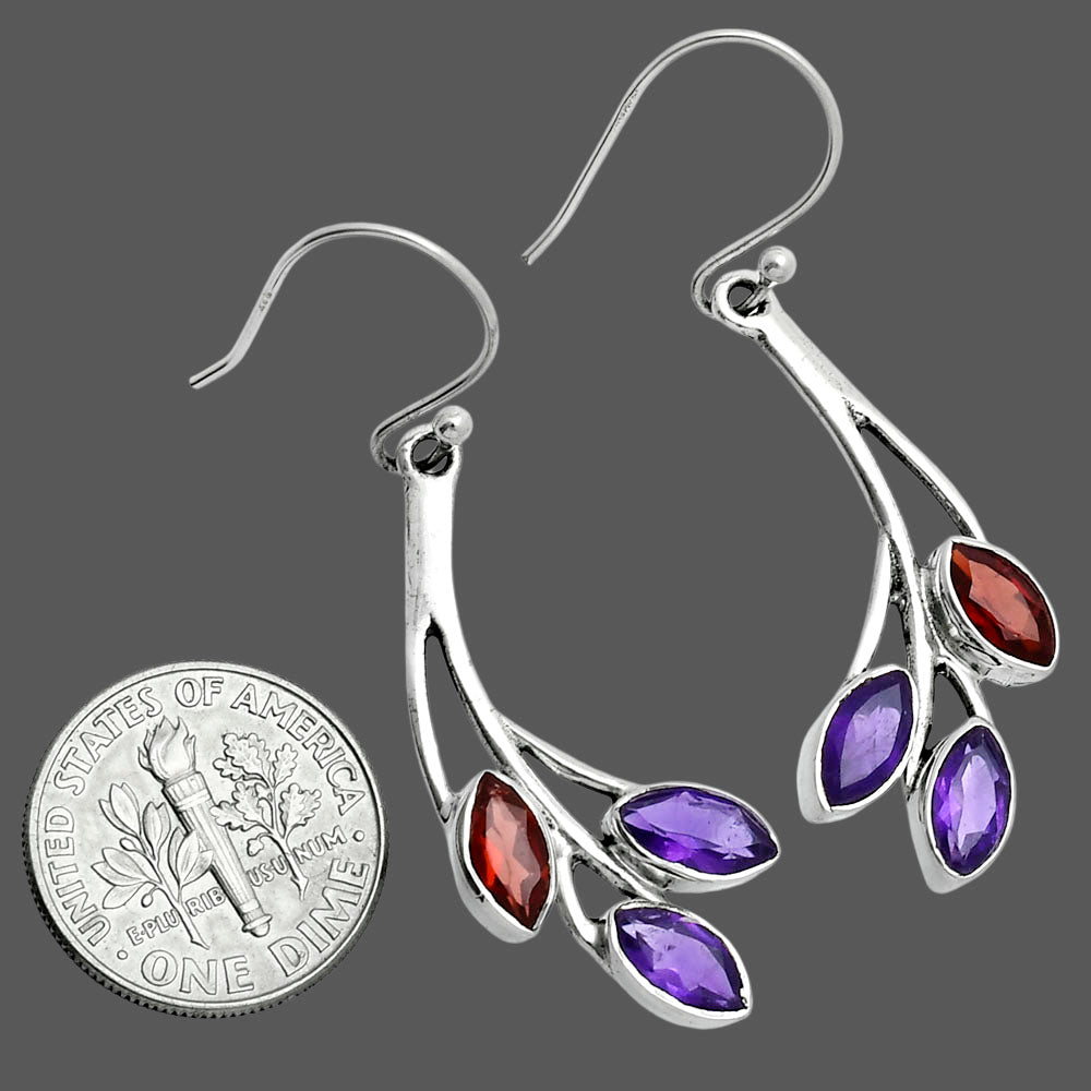 Premium Amethyst - Brazil & Garnet Earrings E-1253 11-EE10060