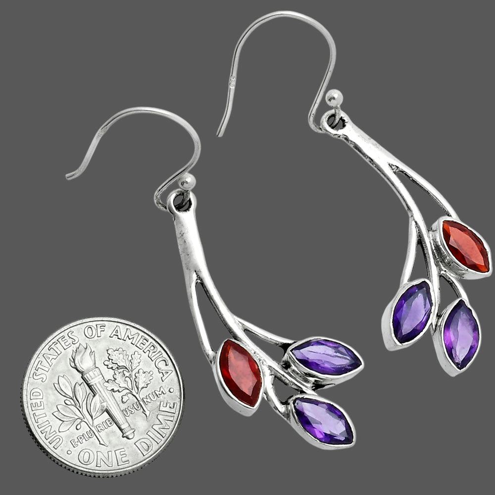 Premium African Amethyst & Garnet Earrings E-1253 11-EE10061
