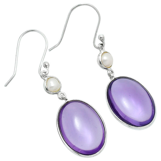 Premium Amethyst Checker Briolette & Pearl Earrings E-1002 11-EE10089