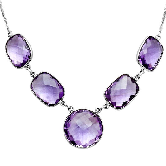 Premium Quality Amethyst Checker Briolette - Brazil Necklace N-1013 11-EN10003