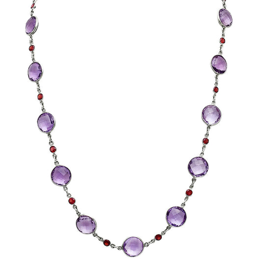 Premium Quality Amethyst Checker Briolette & Garnet Necklace N-1024 11-EN10016