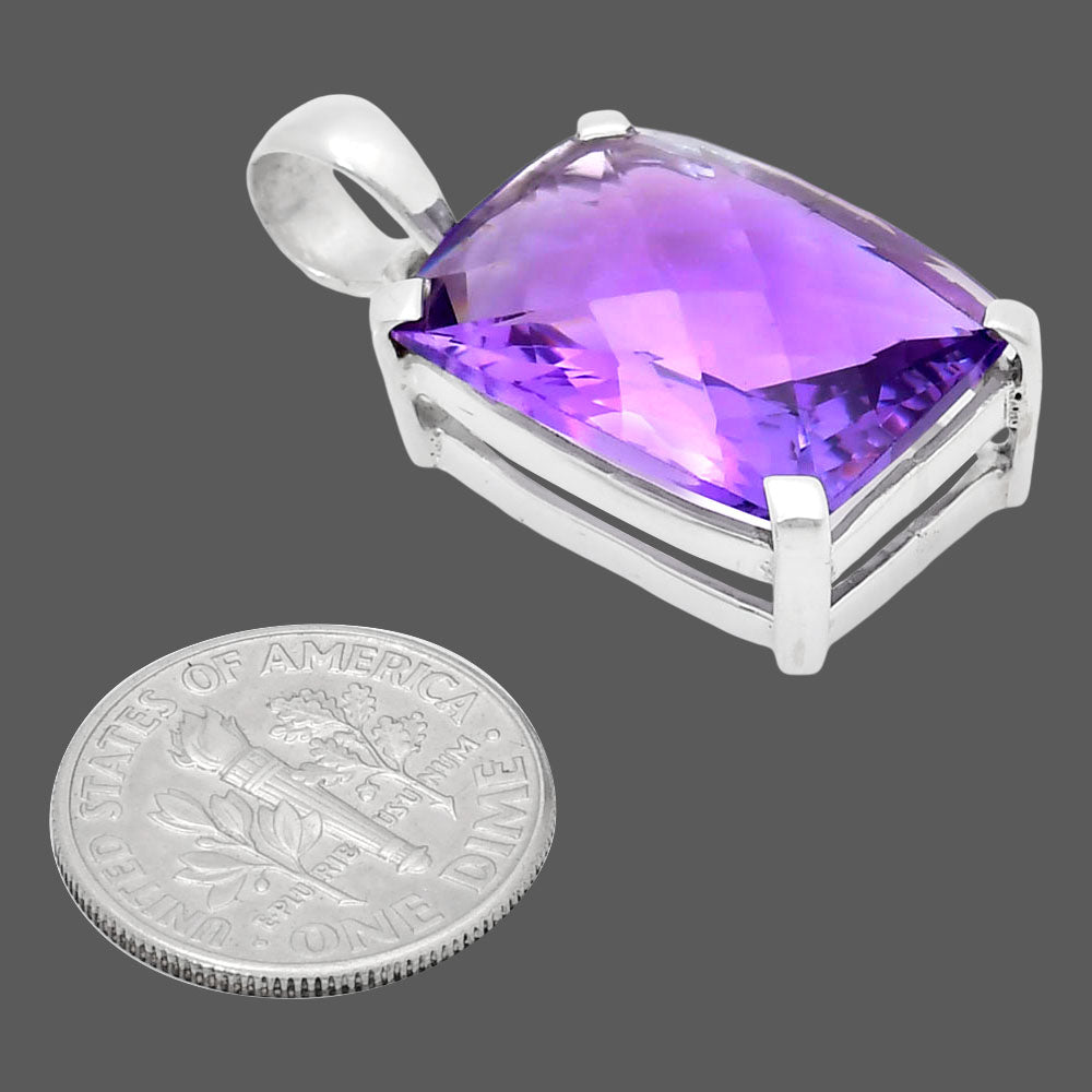 Premium Quality Amethyst Checker - Brazil Pendant P-1013 11-EP10025