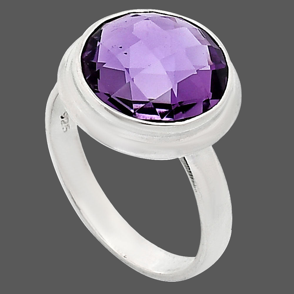 Premium Quality Amethyst Checker Briolette - Brazil Ring size-7 R-1007 11-ER10001