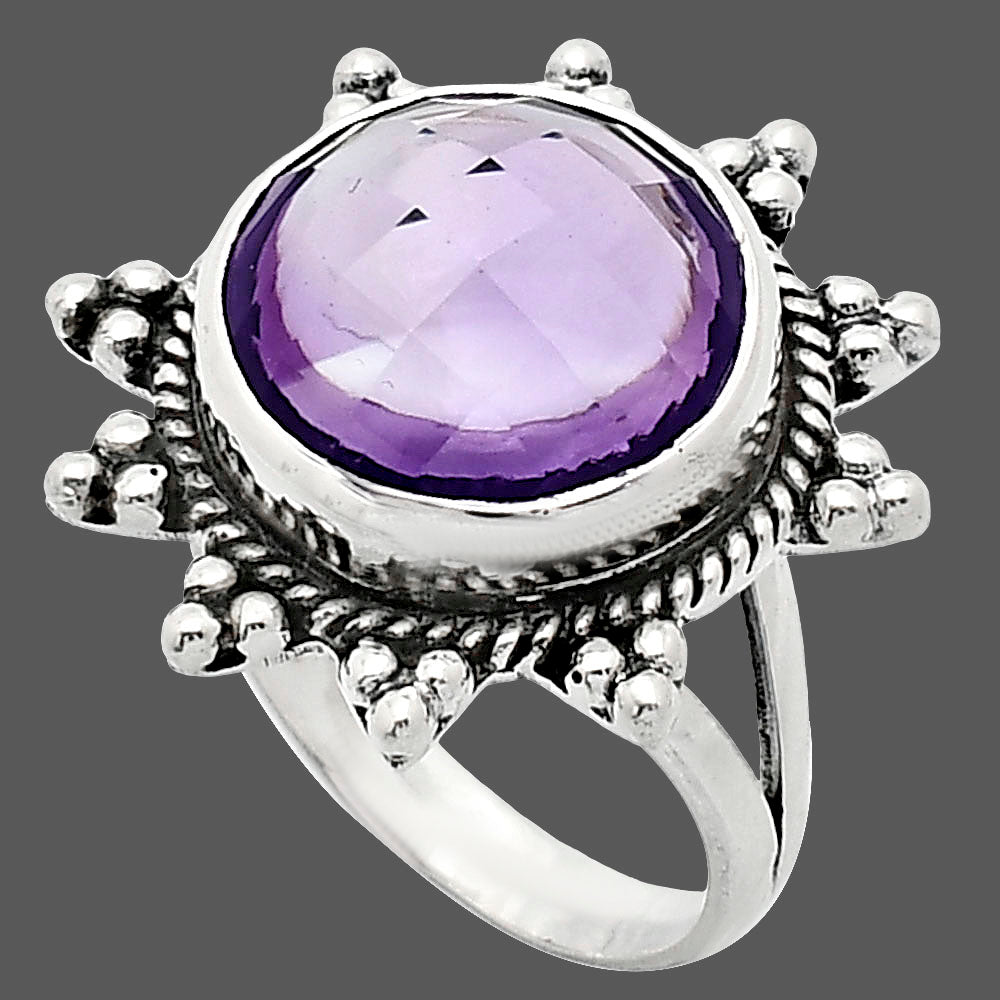Premium Quality Amethyst Checker - Brazil Ring size-8 R-1234 11-ER10006