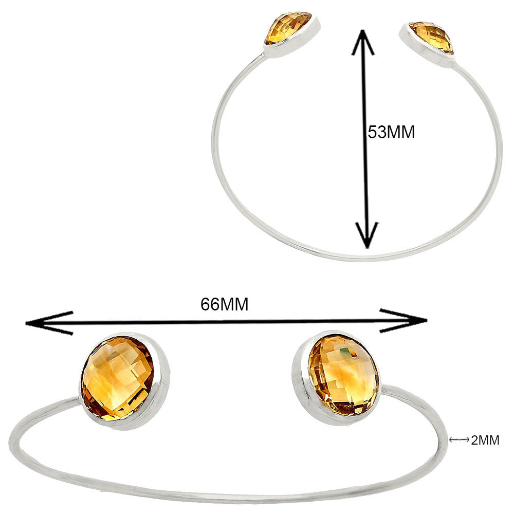 Premium Quality Citrine Checker Briolette Cuff Bangle Bracelet B-1004 12-EB10033