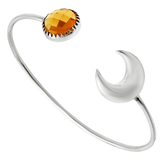 Premium Quality Citrine Checker Cuff Bangle Bracelet B-1046 12-EB10042