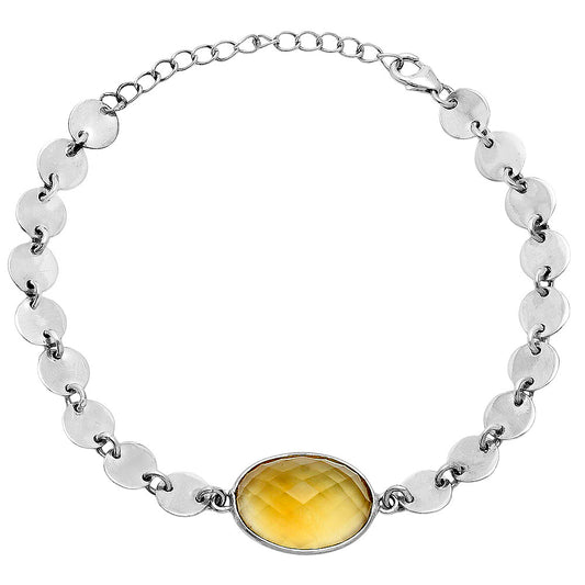 Premium Quality Citrine Checker Bracelet B-1044 12-EB10043