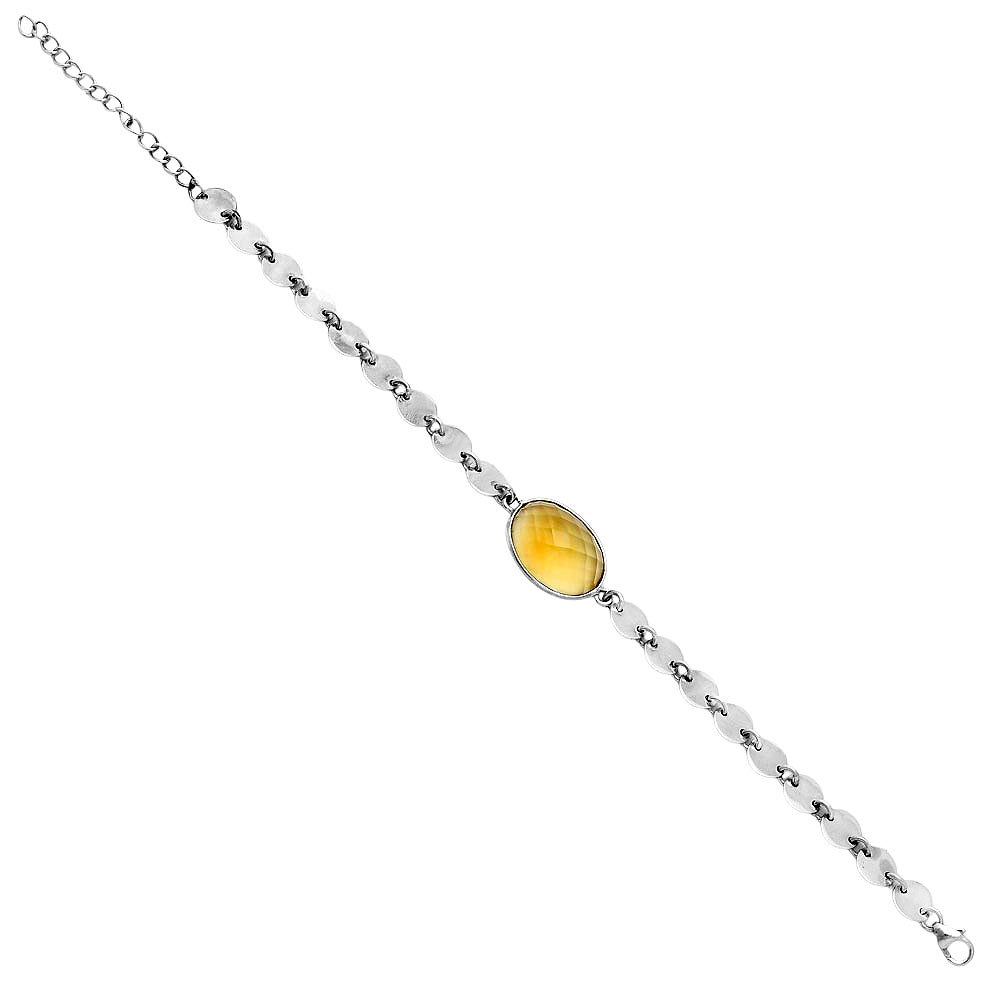 Premium Quality Citrine Checker Bracelet B-1044 12-EB10043