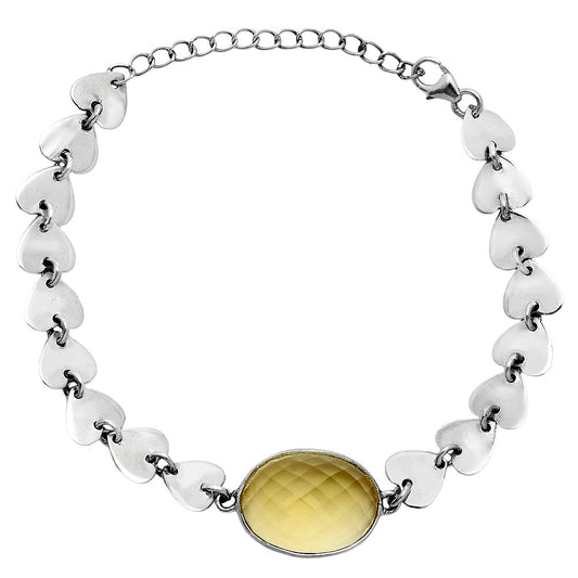 Premium Heart - Citrine Checker Bracelet B-1044 12-EB10044