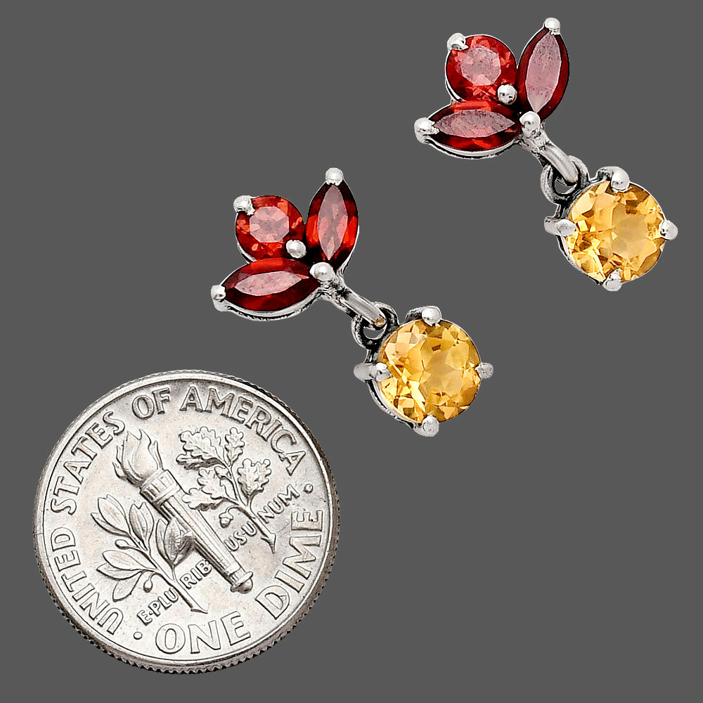 Premium Quality Citrine, Peridot & Garnet Earrings E-1060 12-EE10092