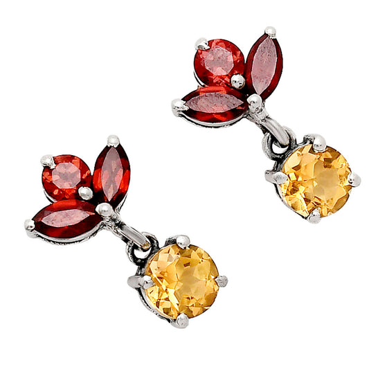 Premium Quality Citrine, Peridot & Garnet Earrings E-1060 12-EE10092
