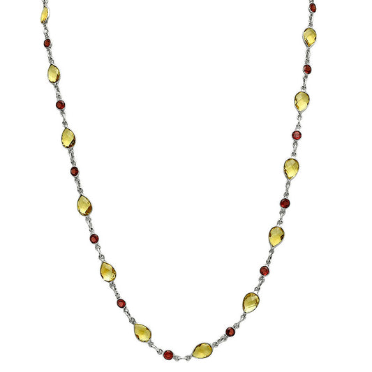 Premium Quality Citrine Checker Briolette & Garnet Necklace N-1024 12-EN10032