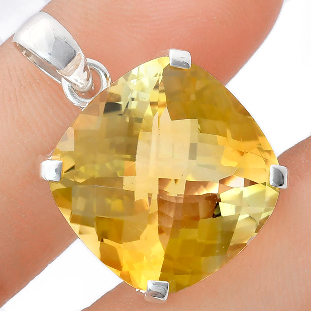 Premium Quality Citrine Checker Pendant P-1013 12-EP10031