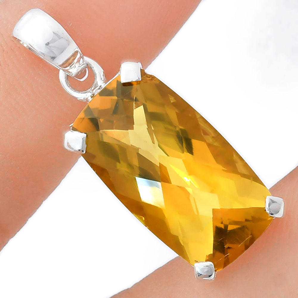 Premium Quality Citrine Checker Pendant P-1013 12-EP10036