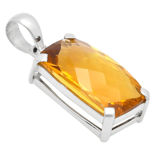 Premium Quality Citrine Checker Pendant P-1013 12-EP10036