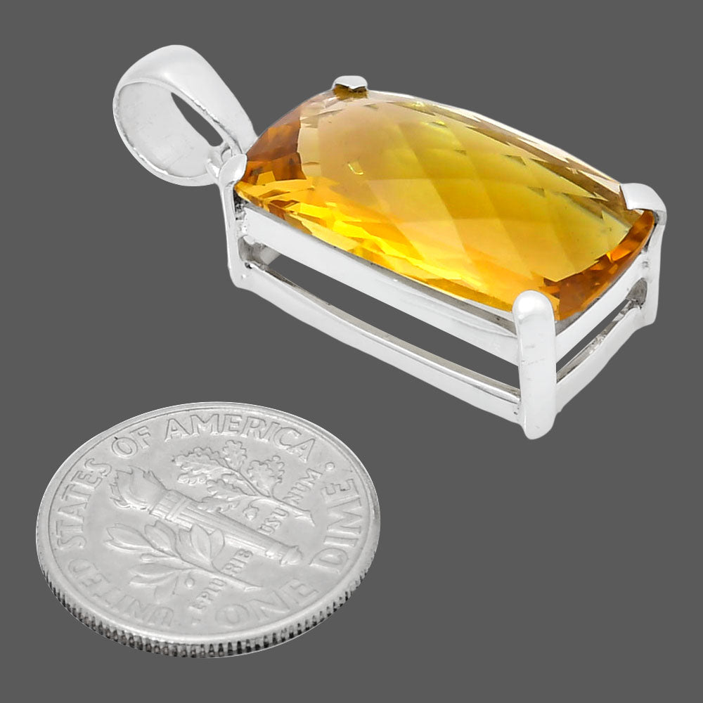 Premium Quality Citrine Checker Pendant P-1013 12-EP10038