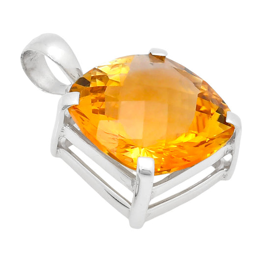 Premium Quality Citrine Checker Pendant P-1013 12-EP10039