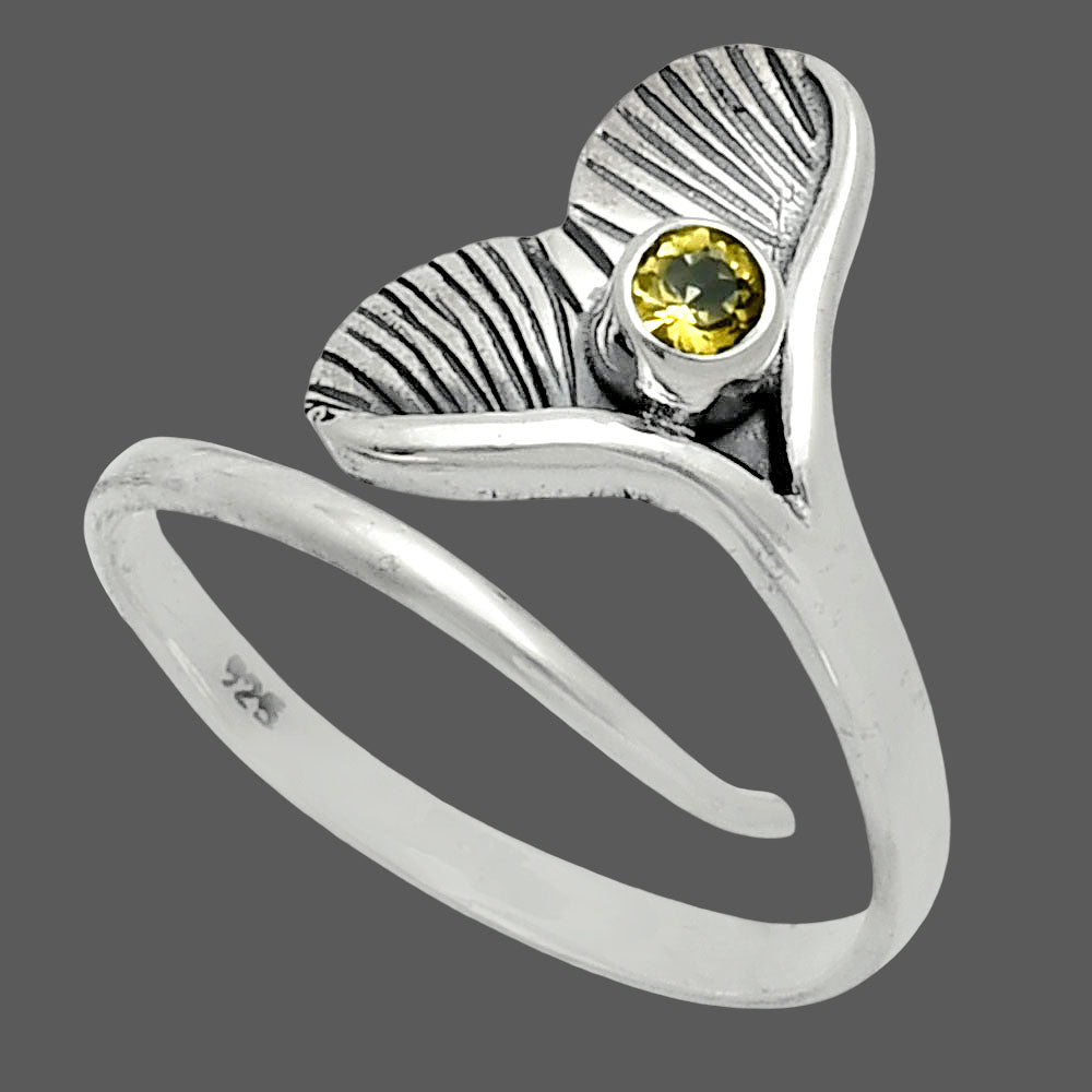 Premium Mermaid Tail Charm - Citrine Ring size-8.5 R-1070 12-ER10093