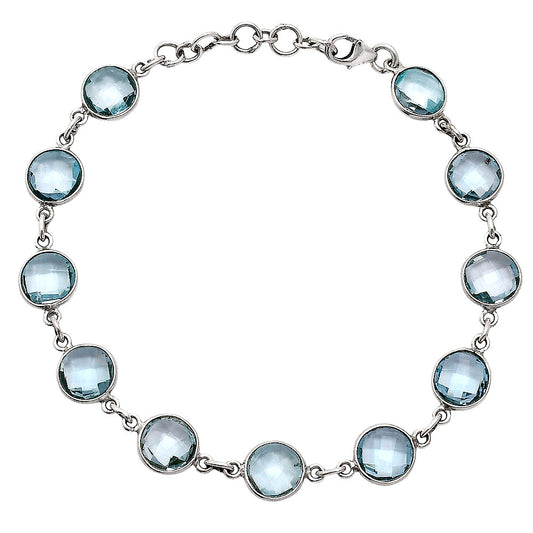 Premium Quality Sky Blue Topaz Checker Briolette Bracelet B-1001 13-EB10053