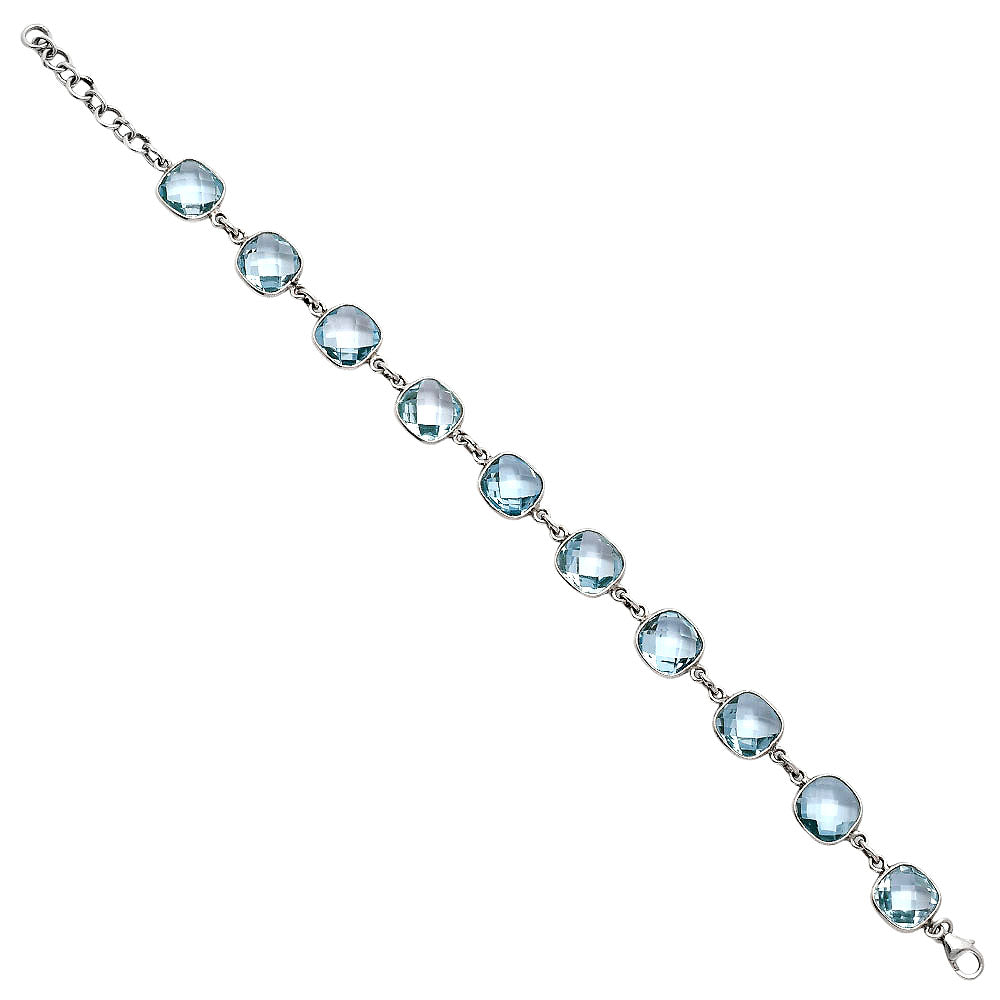 Premium Quality Sky Blue Topaz Checker Briolette Bracelet B-1001 13-EB10055