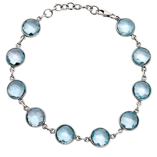 Premium Quality Sky Blue Topaz Checker Briolette Bracelet B-1001 13-EB10056
