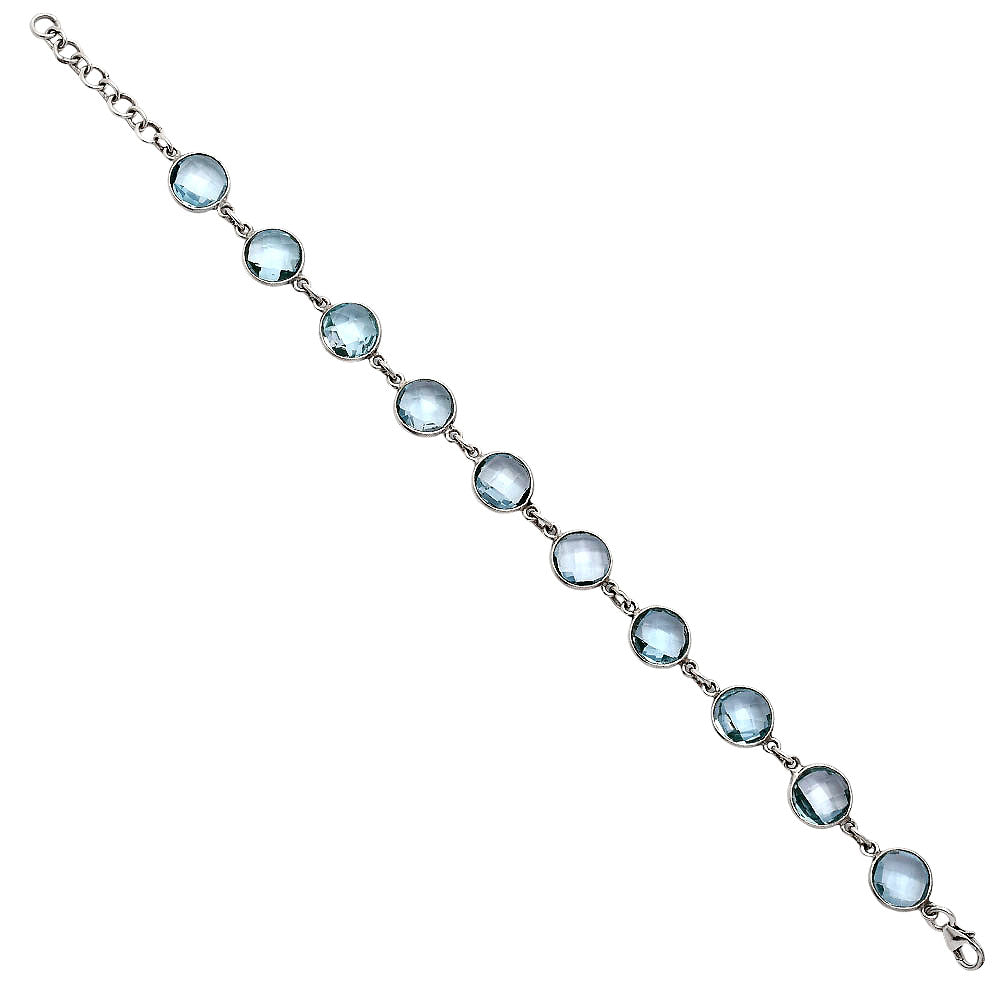 Premium Quality Sky Blue Topaz Checker Briolette Bracelet B-1001 13-EB10057