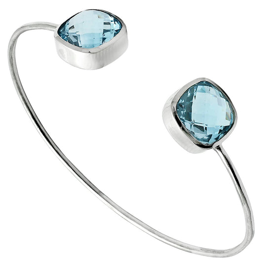 Premium Quality Sky Blue Topaz Briolette Cuff Bangle Bracelet B-1004 13-EB10059