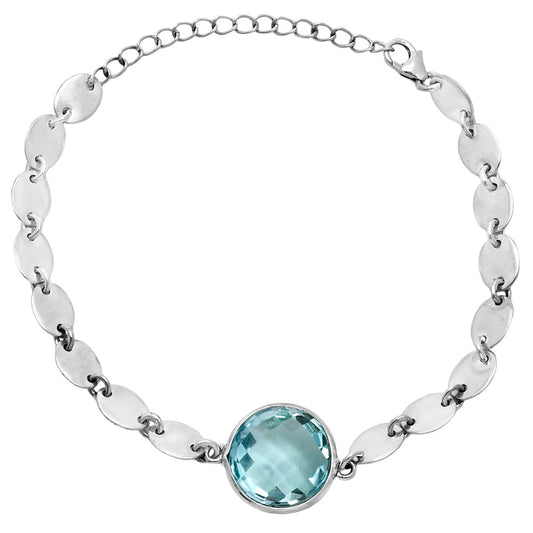 Premium Sky Blue Topaz Checker Bracelet B-1044 13-EB10060