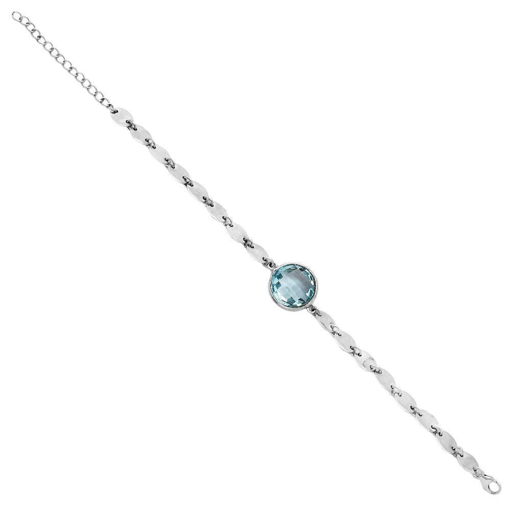 Premium Sky Blue Topaz Checker Bracelet B-1044 13-EB10060