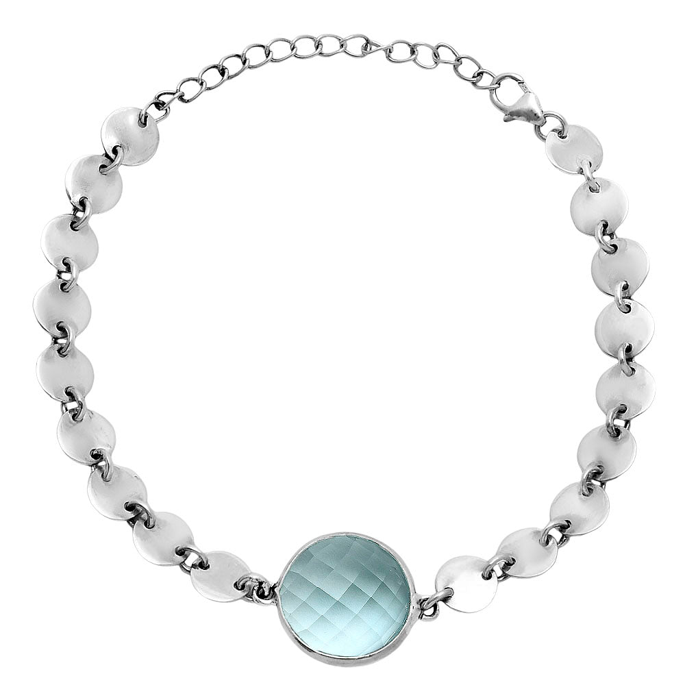 Premium Sky Blue Topaz Checker Bracelet B-1044 13-EB10061