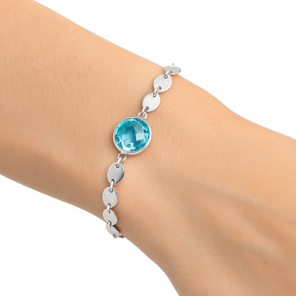 Premium Sky Blue Topaz Checker Bracelet B-1044 13-EB10061
