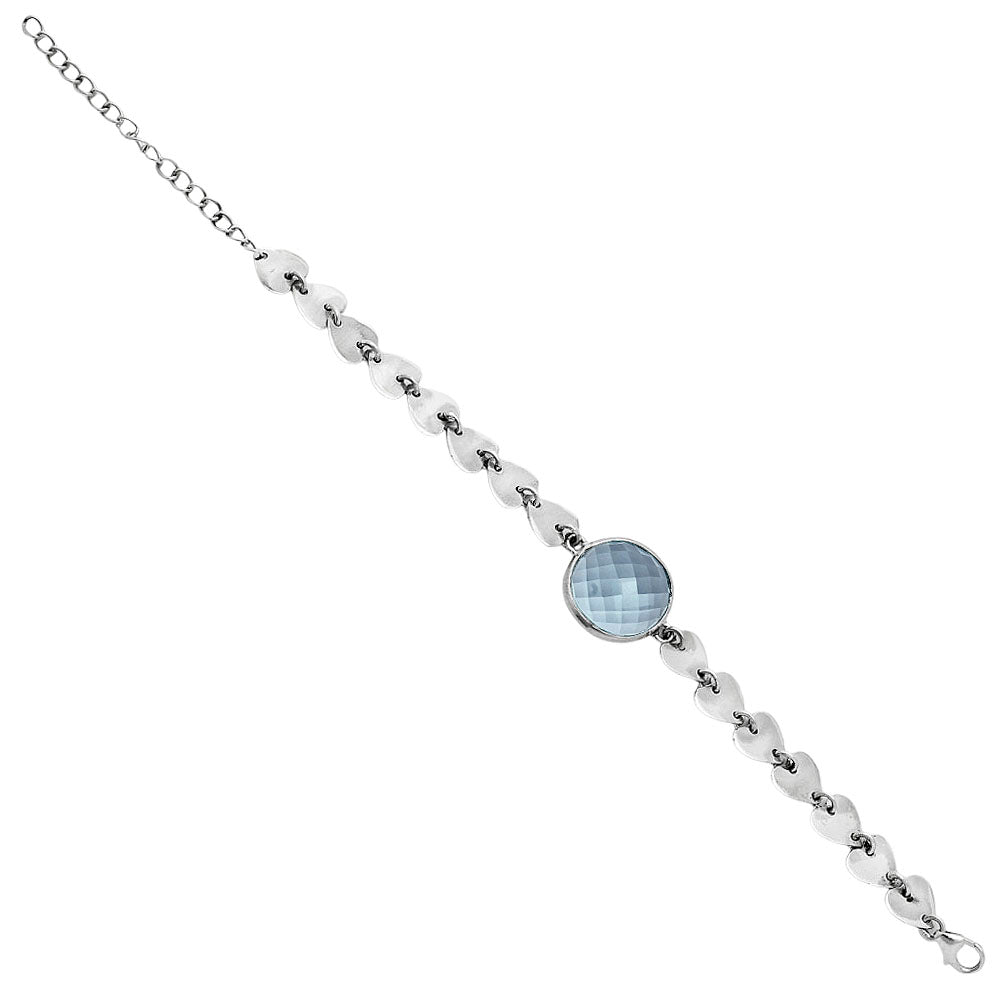 Premium Heart - Sky Blue Topaz Checker Bracelet B-1044 13-EB10062