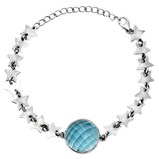 Premium Quality Star - Sky Blue Topaz Checker Bracelet B-1044 13-EB10063